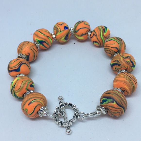 Unique Handmade Polymer Clay Bead Bracelet - Picture 6 of 6